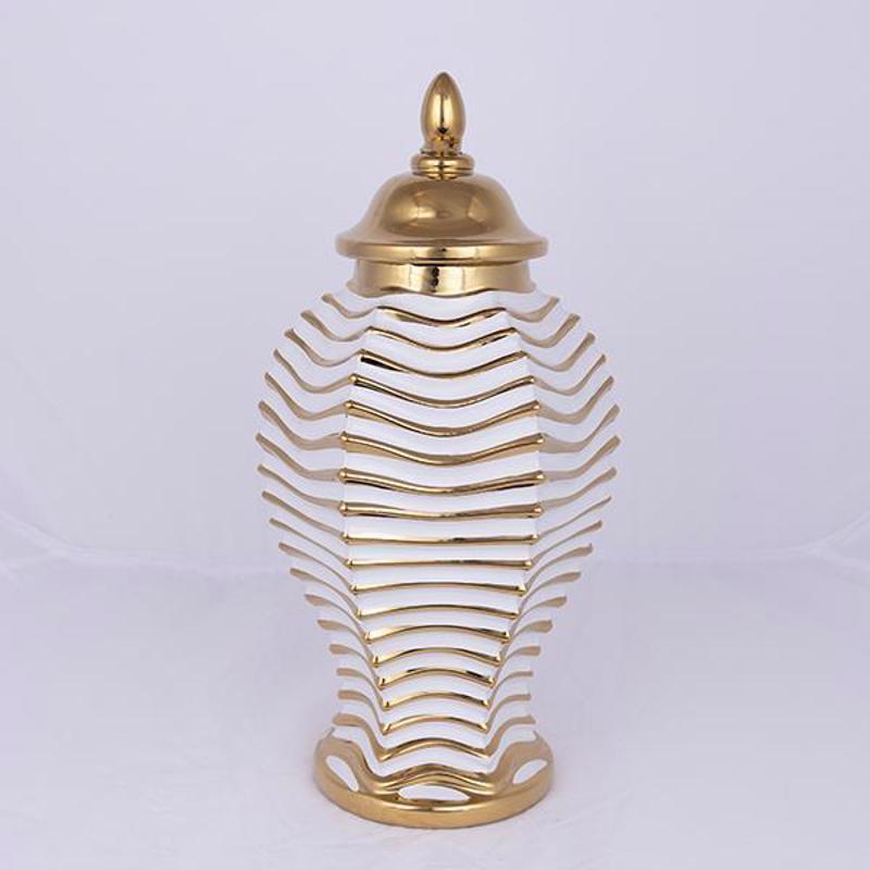 Διακοσμητικά Επιτραπέζια agiovlasitishome - ΣΗΜΑΝΤΙΚΟ: Σε περίπτωση διαφοράς τιμής από το κατάστημα ισχύει παντα και μόνο η τιμή του καταστήματος ESTHETI home Βάζο Κεραμικό/Μεταλλικό Λευκό/Χρυσό Φ21.2x